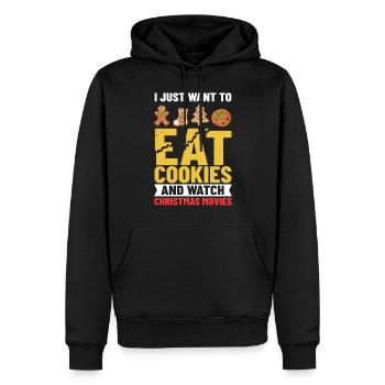 Biscuits de Noël Biscuits Cuisson Biscuits de Noël - Sweat à capuche Premium bio Homme - noir - Devant - Nico (187cm)