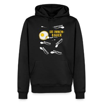BRUNNENBAUER - Männer Premium Bio Hoodie - Schwarz - Vorne - Nico (187cm)