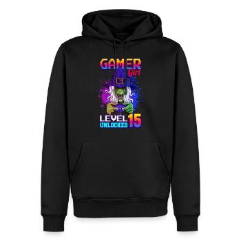 gamer fille 15ème anniversaire jeux vidéo de jeu - Sweat à capuche Premium bio Homme - noir - Devant - Nico (187cm)
