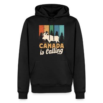 Le Canada appelle les canadiens à partir de vacances - Sweat à capuche Premium bio Homme - noir - Devant - Nico (187cm)