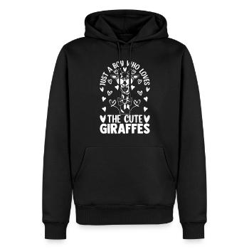 Juste un garçon qui aime les girafes mignonnes - Girafe - Sweat à capuche Premium bio Homme - noir - Devant - Nico (187cm)