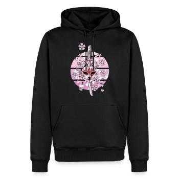 Kitsune Maske Japanischer Neunschwänziger Fuchs - Männer Premium Bio Hoodie - Schwarz - Vorne - Nico (187cm)