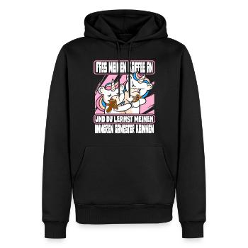 Lustig Einhorn Kaffee Kaffeetrinker Sarkastisch - Männer Premium Bio Hoodie - Schwarz - Vorne - Nico (187cm)