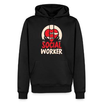Travailleur social Travailleur social Profession de travailleur social - Sweat à capuche Premium bio Homme - noir - Devant - Nico (187cm)