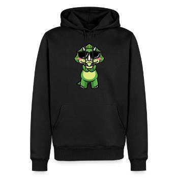 Triceratops Dinosaure Kawaii avec lunettes de soleil - Sweat à capuche Premium bio Homme - noir - Devant - Nico (187cm)