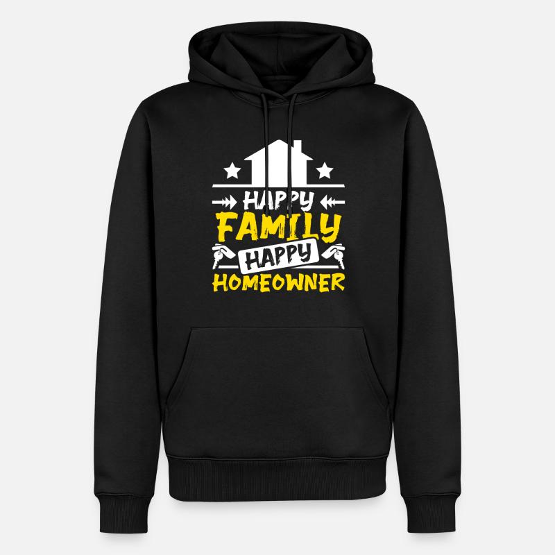 Famille heureuse propriétaire heureuse - Sweat à capuche Premium bio Homme - noir