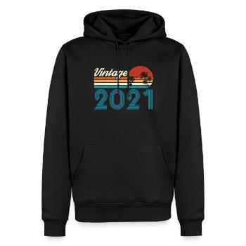 Vintage 2021 Vintage Anniversaire Rétro Vintage - Sweat à capuche Premium bio Homme - noir - Devant - Nico (187cm)