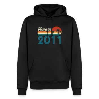 Vintage 2011 Vintage Anniversaire Rétro Vintage - Sweat à capuche Premium bio Homme - noir - Devant - Nico (187cm)