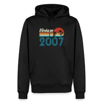 Vintage 2007 Vintage Anniversaire Rétro Vintage - Sweat à capuche Premium bio Homme - noir - Devant - Nico (187cm)