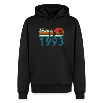 Vintage 1993 Vintage Anniversaire Rétro Vintage - Sweat à capuche Premium bio Homme - noir - Devant - Nico (187cm)