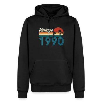 Vintage 1990 Vintage Anniversaire Rétro Vintage - Sweat à capuche Premium bio Homme - noir - Devant - Nico (187cm)