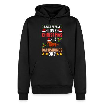 Doxie Dachshund Dackel Teckel Hund Weihnachten - Männer Premium Bio Hoodie - Schwarz - Vorne - Nico (187cm)