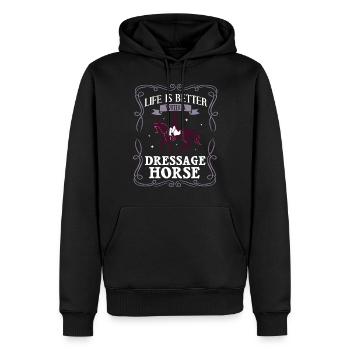 Dressur Reiten Pferd Training Dressurreiten - Männer Premium Bio Hoodie - Schwarz - Vorne - Nico (187cm)