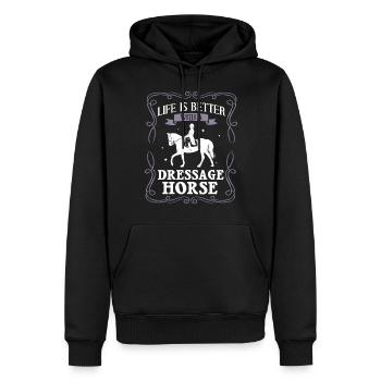 Dressur Reiten Pferd Training Dressurreiten - Männer Premium Bio Hoodie - Schwarz - Vorne - Nico (187cm)