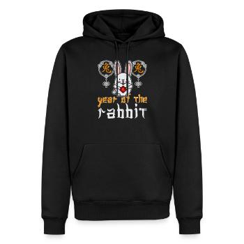Personnage de lapin chinois Nouvel An - Sweat à capuche Premium bio Homme - noir - Devant - Nico (187cm)