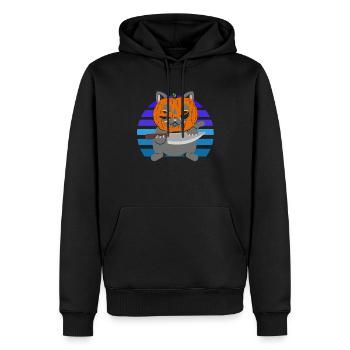 Halloween Katze Kürbiskopf - Männer Premium Bio Hoodie - Schwarz - Vorne - Nico (187cm)