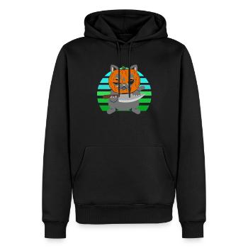 Halloween Katze Kürbiskopf - Männer Premium Bio Hoodie - Schwarz - Vorne - Nico (187cm)