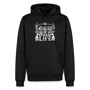 Infirmière coordonnatrice du chaos - Sweat à capuche Premium bio Homme - noir - Devant - Nico (187cm)