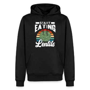 Fang an Linsen zu essen Linsensuppe Linse - Männer Premium Bio Hoodie - Schwarz - Vorne - Nico (187cm)