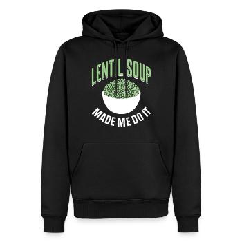 La soupe aux lentilles m’a donné la lentille de lentille - Sweat à capuche Premium bio Homme - noir - Devant - Nico (187cm)