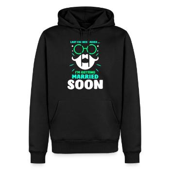 Dernière chance Mesdames Je vais me marier bientôt mariée - Sweat à capuche Premium bio Homme - noir - Devant - Nico (187cm)