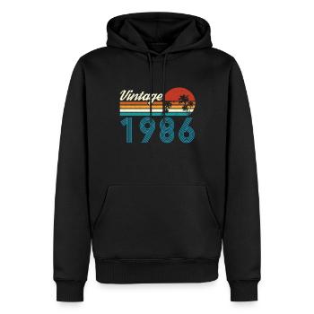 Vintage 1986 Vintage Anniversaire Rétro Vintage - Sweat à capuche Premium bio Homme - noir - Devant - Nico (187cm)