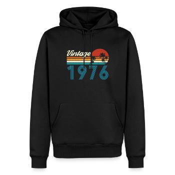 Vintage 1976 Vintage Anniversaire Rétro Vintage - Sweat à capuche Premium bio Homme - noir - Devant - Nico (187cm)