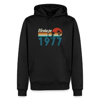 Vintage 1977 Vintage Anniversaire Rétro Vintage - Sweat à capuche Premium bio Homme - noir - Devant - Nico (187cm)