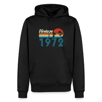 Vintage 1972 Vintage Anniversaire Rétro Vintage - Sweat à capuche Premium bio Homme - noir - Devant - Nico (187cm)