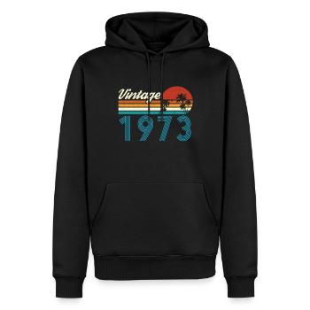 Vintage 1973 Vintage Anniversaire Rétro Vintage - Sweat à capuche Premium bio Homme - noir - Devant - Nico (187cm)