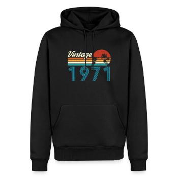 Vintage 1971 Vintage Anniversaire Rétro Vintage - Sweat à capuche Premium bio Homme - noir - Devant - Nico (187cm)