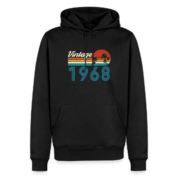 Vintage 1968 Vintage Anniversaire Rétro Vintage - Sweat à capuche Premium bio Homme - noir - Devant - Nico (187cm)