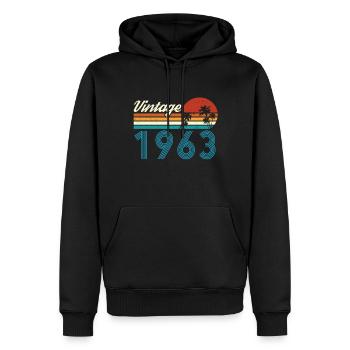 Vintage 1963 Vintage Anniversaire Rétro Vintage - Sweat à capuche Premium bio Homme - noir - Devant - Nico (187cm)