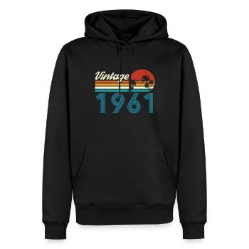 Vintage 1961 Vintage Anniversaire Rétro Vintage - Sweat à capuche Premium bio Homme - noir - Devant - Nico (187cm)