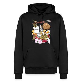 Kawaii Weiße Katze Ramen Nudeln Anime-liebhaber - Männer Premium Bio Hoodie - Schwarz - Vorne - Nico (187cm)