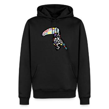 Tukan Bird Dia De Los Muertos - Sweat à capuche Premium bio Homme - noir - Devant - Nico (187cm)