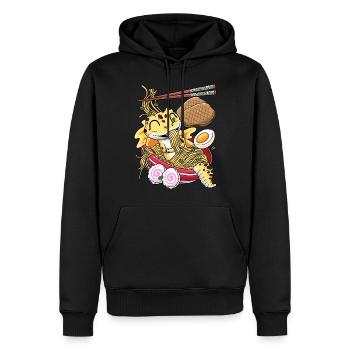 Kawaii Léopard Gecko Lézard Ramen - Sweat à capuche Premium bio Homme - noir - Devant - Nico (187cm)