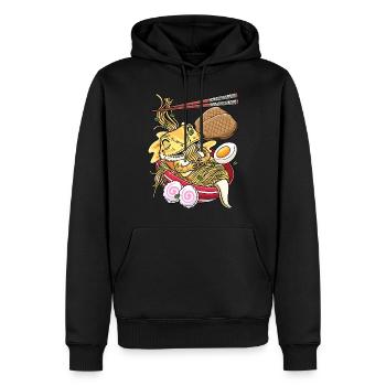 Kawaii Bearded Dragon Ramen Nouilles Japonaises - Sweat à capuche Premium bio Homme - noir - Devant - Nico (187cm)
