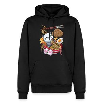 Kawaii Opossum Ramen Nouilles Cuisine japonaise - Sweat à capuche Premium bio Homme - noir - Devant - Nico (187cm)