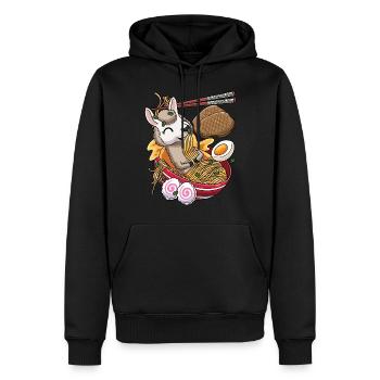 Kawaii Llama Ramen Nouilles Cuisine japonaise - Sweat à capuche Premium bio Homme - noir - Devant - Nico (187cm)