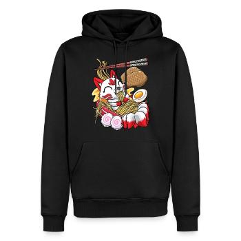 Kawaii Kitsune Fox Ramen Nudeln Japanisches Essen - Männer Premium Bio Hoodie - Schwarz - Vorne - Nico (187cm)