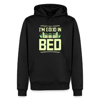 I'm good in garden bed - Männer Premium Bio Hoodie - Schwarz - Vorne - Nico (187cm)