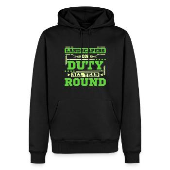 Landscaper on duty all year round - Männer Premium Bio Hoodie - Schwarz - Vorne - Nico (187cm)