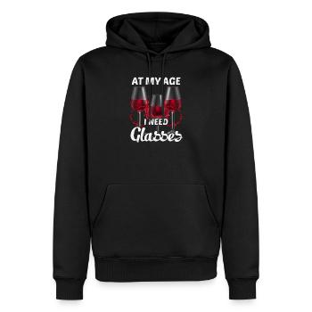 À mon âge, j’ai besoin de lunettes - Sweat à capuche Premium bio Homme - noir - Devant - Nico (187cm)