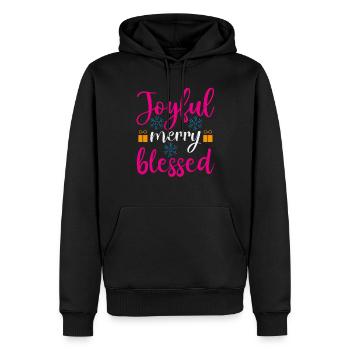 Ugly Christmas Fröhlich, fröhlich, gesegnet - Men’s Premium Organic Hoodie - black - Front - Nico (187cm)