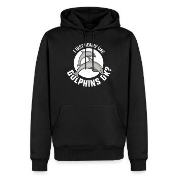 J’aime les dauphins Tout simplement Très dauphins dauphin - Sweat à capuche Premium bio Homme - noir - Devant - Nico (187cm)