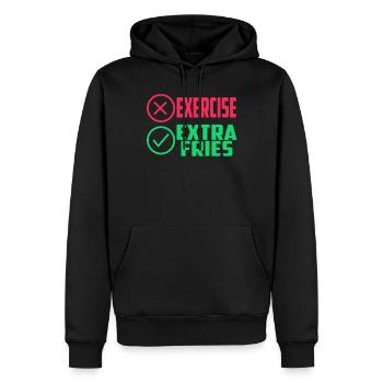 Übung Extra Pommes Exercise Extra Fries Fitness - Men’s Premium Organic Hoodie - black - Front - Nico (187cm)