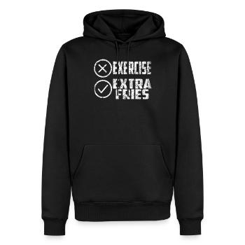 Übung Extra Pommes Exercise Extra Fries Fitness - Men’s Premium Organic Hoodie - black - Front - Nico (187cm)