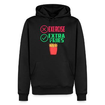 Übung Extra Pommes Exercise Extra Fries Fitness - Men’s Premium Organic Hoodie - black - Front - Nico (187cm)