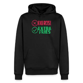 Übung Extra Pommes Exercise Extra Fries Fitness - Men’s Premium Organic Hoodie - black - Front - Nico (187cm)